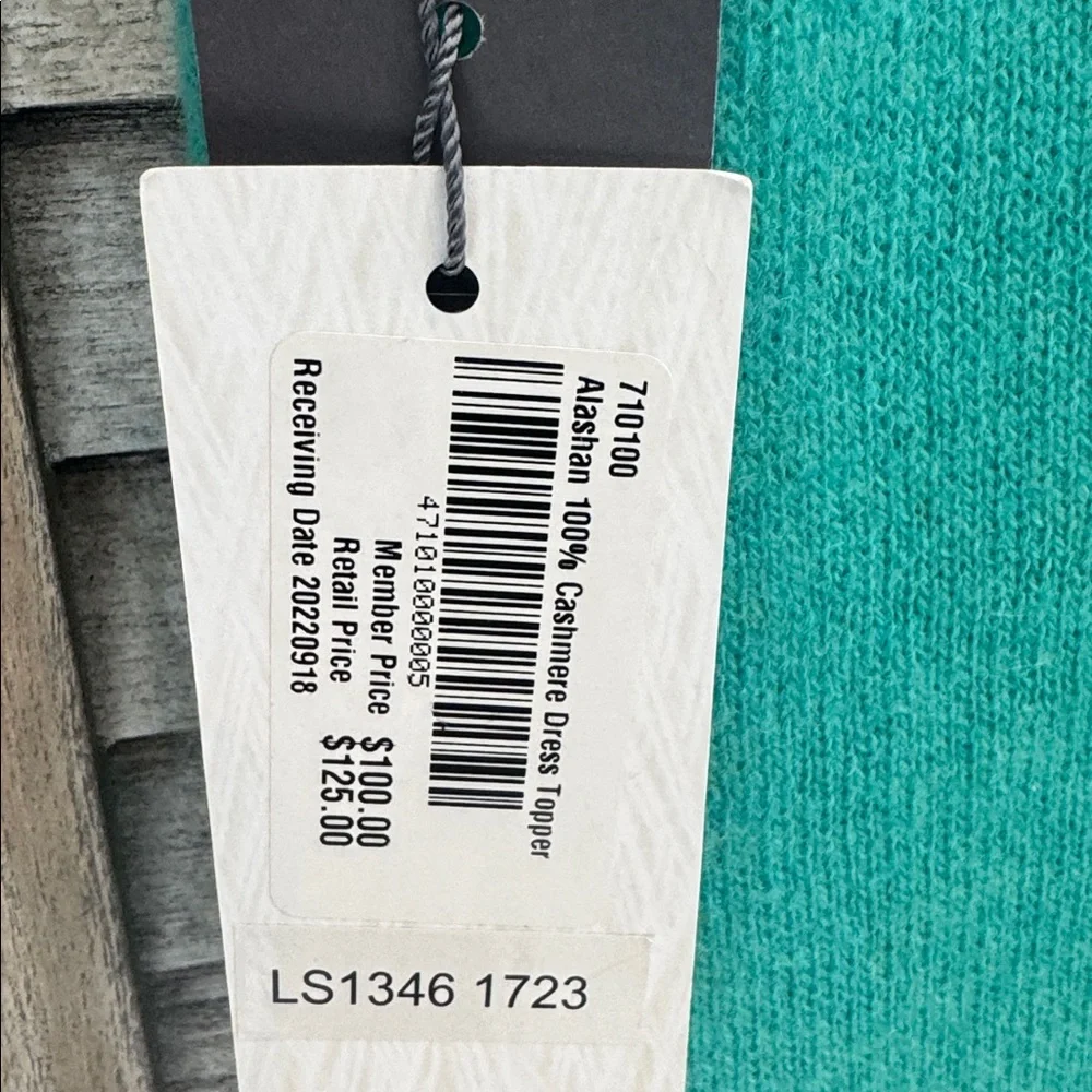236. Alaskan Cashmere Dress top Scarf Emerald Teal Knit NWT